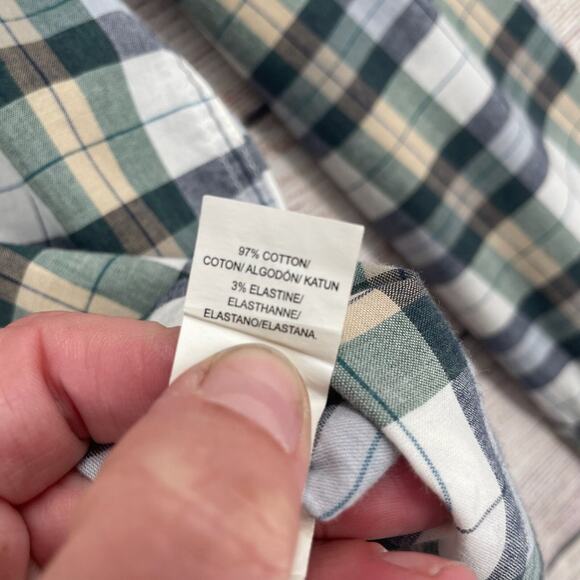 Lucky Brand Saturday Stretch Pearl Snap Plaid Shirt Men's Size XXL Blue/Green - Picture 9 of 11